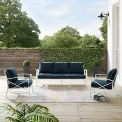 Kaplan 3pc Outdoor Sofa Set With Sofa & 2 Arm Chairs - Navy - Crosley -Cheap Crosley Store GUEST 005803c8 218f 4ff3 8cfc df266777f376