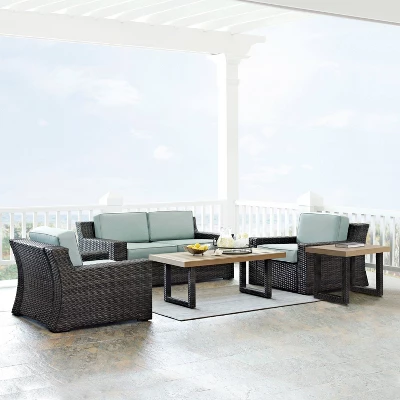 Beaufort 5pc Outdoor Wicker Conversation Set - Mist - Crosley 1 Beaufort 5pc Outdoor Wicker Conversation Set - Mist - Crosley