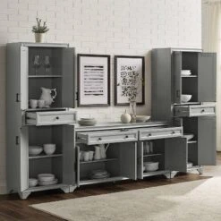 3pc Tara Sideboard And Pantry Set Distressed Gray - Crosley -Cheap Crosley Store GUEST 01974726 b675 4507 ae1a cd11de122b99