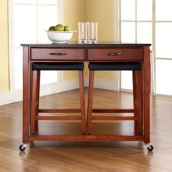Granite Top Kitchen Prep Cart With 2 Upholstered Saddle Stools Cherry - Crosley 9 Granite Top Kitchen Prep Cart With 2 Upholstered Saddle Stools Cherry - Crosley -Cheap Crosley Store GUEST 01ab15cf de21 45a4 8e77 523e0cbdc072