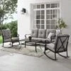 4pc Dahlia Outdoor Steel Sofa Set Taupe/Matte Black - Crosley