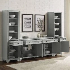 3pc Tara Sideboard And Bookcase Set Distressed Gray - Crosley -Cheap Crosley Store GUEST 0205cdc7 9df6 4c51 b5ee 7e6277c57221