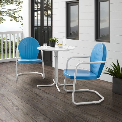 Griffith 3pc Outdoor Bistro Set With Table & 2 Chairs - Sky Blue - Crosley 2 Griffith 3pc Outdoor Bistro Set With Table & 2 Chairs - Sky Blue - Crosley - Image 2