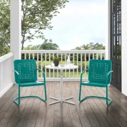 Bates 3pc Outdoor Bistro Set With Table & 2 Chairs - Turquoise - Crosley -Cheap Crosley Store GUEST 03d85178 115d 4aa4 b4eb 3179bf974b15