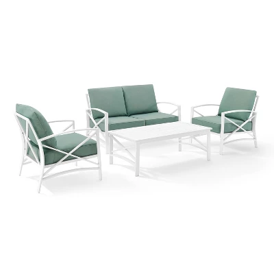 4pc Kaplan Outdoor Steel Conversation Set Mist/White - Crosley 5 4pc Kaplan Outdoor Steel Conversation Set Mist/White - Crosley - Image 5