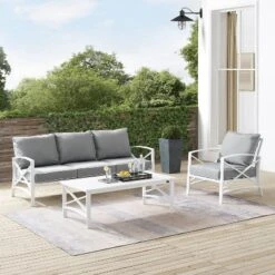 Kaplan 3pc Outdoor Sofa Set With Sofa & Arm Chair With Coffee Table - Gray - Crosley -Cheap Crosley Store GUEST 05283a36 0c25 45c5 a746 4b5a7369a3be