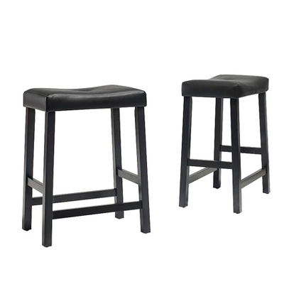 Set Of 2 24" Upholstered Saddle Seat Counter Height Barstools Black - Crosley 4 Set Of 2 24" Upholstered Saddle Seat Counter Height Barstools Black - Crosley - Image 4