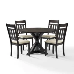 Hayden 5pc Round Dining Set Table With 4 Slat Back Chairs Slate - Crosley -Cheap Crosley Store GUEST 073cb7f7 c844 47ff bd56 402091d423c5