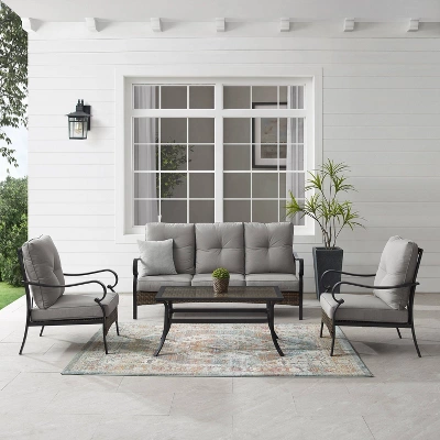 4pc Dahlia Outdoor Steel Conversation Set Taupe/Matte Black - Crosley 2 4pc Dahlia Outdoor Steel Conversation Set Taupe/Matte Black - Crosley - Image 2