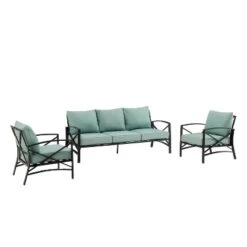 Kaplan 3pc Outdoor Sofa Set With Sofa & 2 Arm Chairs - Mist - Crosley -Cheap Crosley Store GUEST 07a410bb cbd8 4162 9bbd d4566be0d5b6
