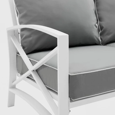 Kaplan Outdoor Metal Sofa White With Gray Cushions - Crosley 10 Kaplan Outdoor Metal Sofa White With Gray Cushions - Crosley - Image 10
