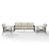 Kaplan 3pc Outdoor Sofa Set With Sofa & 2 Arm Chairs - Oatmeal - Crosley