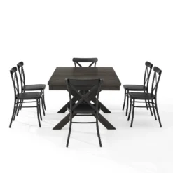 7pc Hayden Extendable Dining Set With Camille Chairs Matte Black/Slate - Crosley -Cheap Crosley Store GUEST 0cd4e161 ecbd 4fb2 967a f73068121457