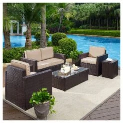 Palm Harbor 5pc All-Weather Wicker Patio Conversation Set - Crosley -Cheap Crosley Store GUEST 0dc8b385 6e25 4f1d b1b3 4d0676ed8a80