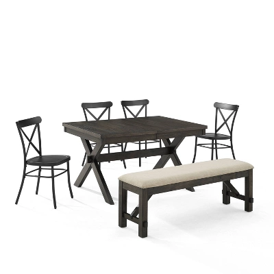 6pc Hayden Extendable Dining Set With Camille Chairs Matte Black/Slate - Crosley 9 6pc Hayden Extendable Dining Set With Camille Chairs Matte Black/Slate - Crosley - Image 9