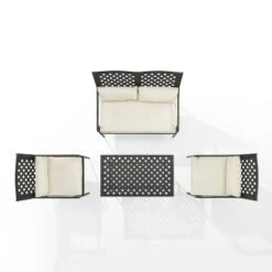 4pc Alistair Outdoor Steel Conversation Set Creme/Matte Black - Crosley -Cheap Crosley Store GUEST 0e46cac2 e657 4d98 b560 d7445d2acb9d