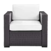 Biscayne Armchair With White Cushions - Brown/White - Crosley