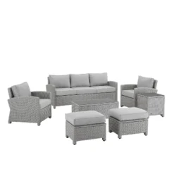 Bradenton 7pc Outdoor Wicker Sofa And Arm Chair Seating Set With Coffee Table, Side Table And 2 Ottomans - Gray/Gray - Crosley 12 Bradenton 7pc Outdoor Wicker Sofa And Arm Chair Seating Set With Coffee Table, Side Table And 2 Ottomans - Gray/Gray - Crosley -Cheap Crosley Store GUEST 0ecb0442 619f 4885 a4d6 77a7b36855f6