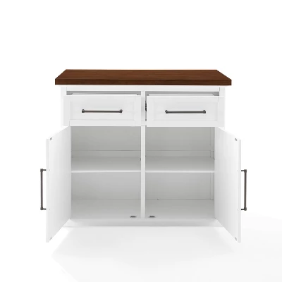 Bartlett Wood Top Kitchen Island White/Walnut - Crosley 9 Bartlett Wood Top Kitchen Island White/Walnut - Crosley - Image 9