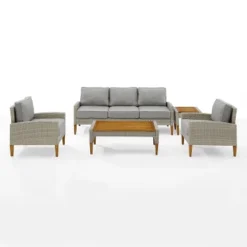 Capella 5pc Outdoor Wicker Sofa Set - Gray - Crosley -Cheap Crosley Store GUEST 0f2f1547 2c0e 4d23 beb3 f8e4a933cccc