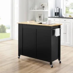 Full Savannah Wood Top Kitchen Island Cart Black/Natural - Crosley -Cheap Crosley Store GUEST 109cd33f c8f4 4f0f 9542 a4c7da272cc3