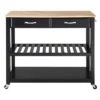 Natural Wood Top Kitchen Cart/Island With Optional Stool Storage - Crosley