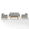 Capella Outdoor Wicker 4 Pc Sofa With Two Chairs And Coffee Table Set Gray/Acorn - Crosley