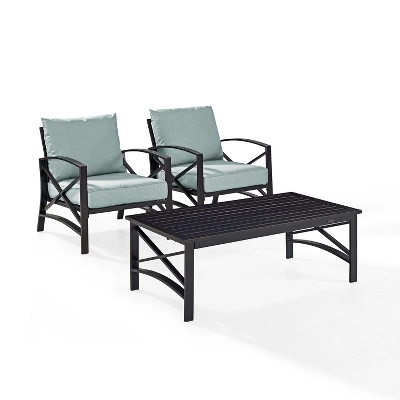 Crosley 3pc Kaplan Steel Outdoor Patio Small Space Chat Set 6 Crosley 3pc Kaplan Steel Outdoor Patio Small Space Chat Set - Image 6