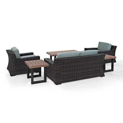 Beaufort 6pc Outdoor Wicker Conversation Set - Mist - Crosley 7 Beaufort 6pc Outdoor Wicker Conversation Set - Mist - Crosley - Image 7