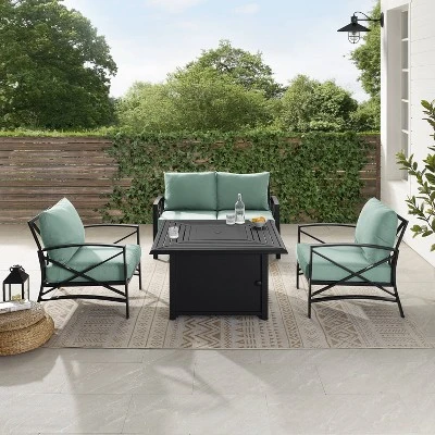 Kaplan 4pc Outdoor Conversation Set With Dante Fire Table - Mist - Crosley 7 Kaplan 4pc Outdoor Conversation Set With Dante Fire Table - Mist - Crosley - Image 7