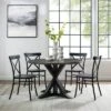 5pc Hayden Round Dining Set With Camille Chairs Matte Black/Slate - Crosley