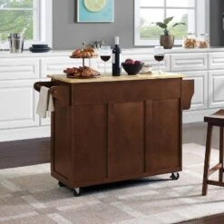 Eleanor Wood Top Kitchen Cart Mahogany/Natural - Crosley -Cheap Crosley Store GUEST 157985eb ab9f 432c 96af 74b5f639857e