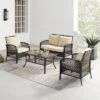Tribeca 4pc Outdoor Wicker Conversation Set - Sand/Brown - Crosley