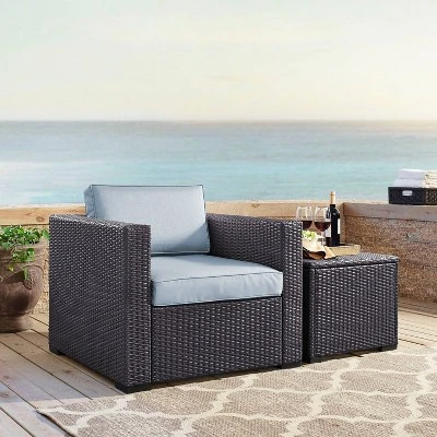 Biscayne Outdoor Wicker Armchair - Mist - Crosley 2 Biscayne Outdoor Wicker Armchair - Mist - Crosley - Image 2
