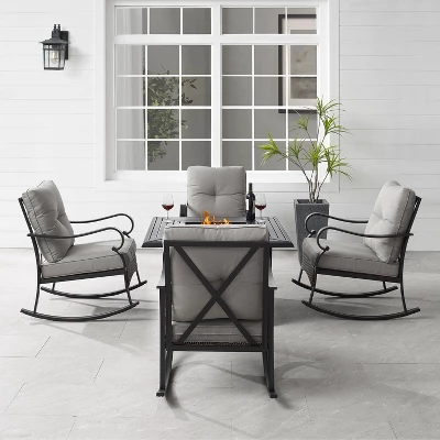 5pc Dahlia Outdoor Steel Set With Fire Table Taupe/Matte Black - Crosley 2 5pc Dahlia Outdoor Steel Set With Fire Table Taupe/Matte Black - Crosley - Image 2