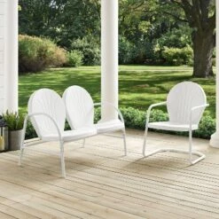 Griffith 2pc Outdoor Seating Set - White - Crosley -Cheap Crosley Store GUEST 18b2a68a 7cf7 4cce ab4d 686690459ec9