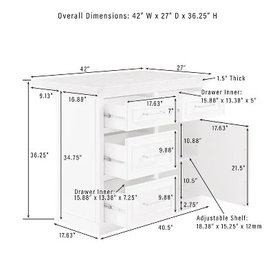 Cutler Faux Marble Top Kitchen Island White/White Marble - Crosley 12 Cutler Faux Marble Top Kitchen Island White/White Marble - Crosley - Image 12