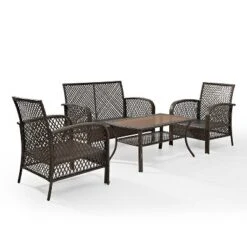 Tribeca 4pc Outdoor Wicker Conversation Set - Sand/Brown - Crosley -Cheap Crosley Store GUEST 19322bfd 38d9 4687 a3a9 c2e0b7d0bd9b