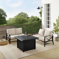 Kaplan 3pc Outdoor Conversation Set With Fire Table & 2 Loveseats - Oatmeal - Crosley -Cheap Crosley Store GUEST 1a7d3afb 57d9 4f3d 8fba da0288aa116f