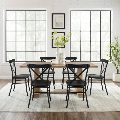 7pc Joanna Dining Set With 4 Camille Chairs Matte Black - Crosley 2 7pc Joanna Dining Set With 4 Camille Chairs Matte Black - Crosley - Image 2