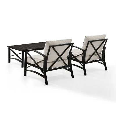 Crosley 3pc Kaplan Steel Outdoor Patio Small Space Chat Set 2 Crosley 3pc Kaplan Steel Outdoor Patio Small Space Chat Set - Image 2