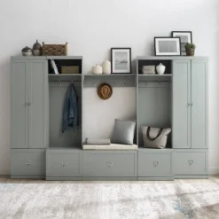 6pc Harper Entryway Set With Bench, Shelf, 2 Pantry Closets And 2 Hall Trees - Crosley -Cheap Crosley Store GUEST 20427d0a dc79 4aa4 953e 37a5867805b8