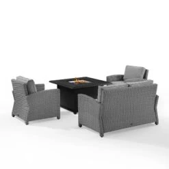 Bradenton 4pc Wicker Seating Set With Fire Table - Crosley -Cheap Crosley Store GUEST 20cc5473 4c0a 476c 96ed 33d587ff8928
