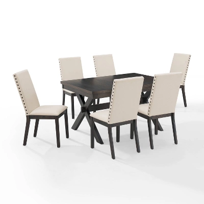 7pc Hayden Extendable Dining Set With 6 Upholstered Chairs Slate - Crosley 7 7pc Hayden Extendable Dining Set With 6 Upholstered Chairs Slate - Crosley - Image 7