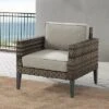 Prescott Outdoor Wicker Arm Chair - Taupe/Brown - Crosley