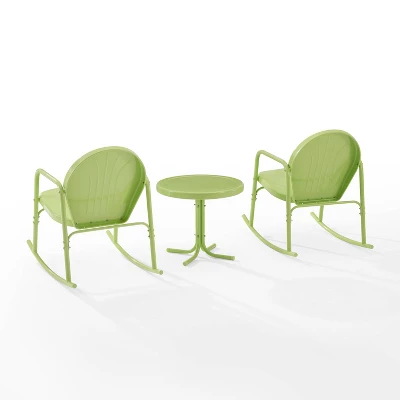 Griffith 3pc Outdoor Metal Rocking Chair Set - Lime - Crosley 5 Griffith 3pc Outdoor Metal Rocking Chair Set - Lime - Crosley - Image 5