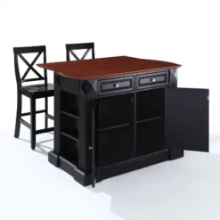 Coventry Drop Leaf Top Kitchen Island With X-Back Stools Black - Crosley -Cheap Crosley Store GUEST 230cba4f be5f 4f6f 8d21 3a372dabf036