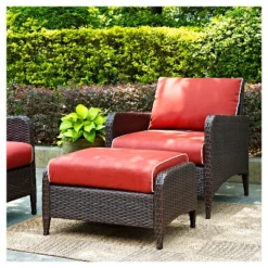 Kiawah 2pc Wicker Patio Chair With Ottoman Seating Set - Crosley -Cheap Crosley Store GUEST 23964b50 a7e8 407c 9b75 a29370d5dd54