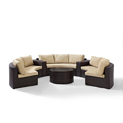 Catalina 6pc Outdoor Wicker Sectional Set - Sand/Brown - Crosley 6 Catalina 6pc Outdoor Wicker Sectional Set - Sand/Brown - Crosley - Image 6