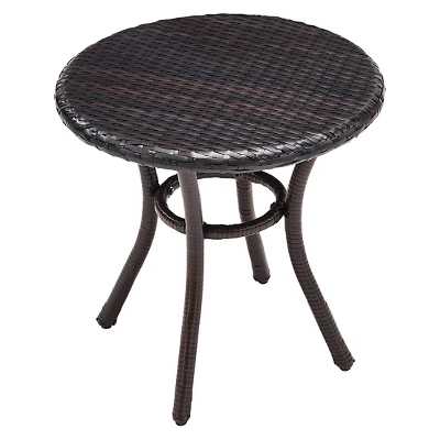 Crosley Palm Harbor Outdoor Wicker Round Side Table In Brown 1 Crosley Palm Harbor Outdoor Wicker Round Side Table In Brown